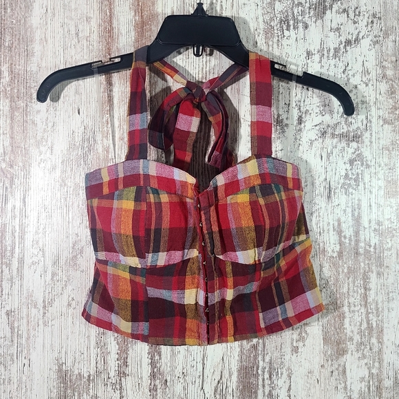NWT Plaid Corset Tube Top - Picture 1 of 6